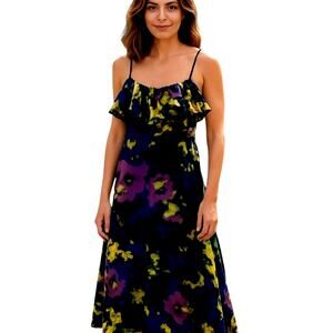 MM Couture XS Black Women's Sleeveless Ruffle Maxi BOHO Sun Dress Miss Size 0 2